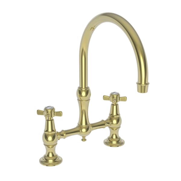 Newport Brass Kitchen Bridge Faucet in Polished Brass Uncoated (Living) 9455/03N Zoro